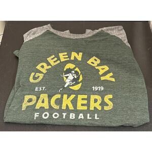 Men’s Green Bay Packers T-Shirt Raglan Tri-Blend Short Sleeve Heather Green 3XL